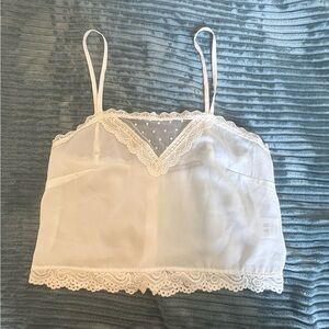 Brandy Melville White Lace Trim Cami Top